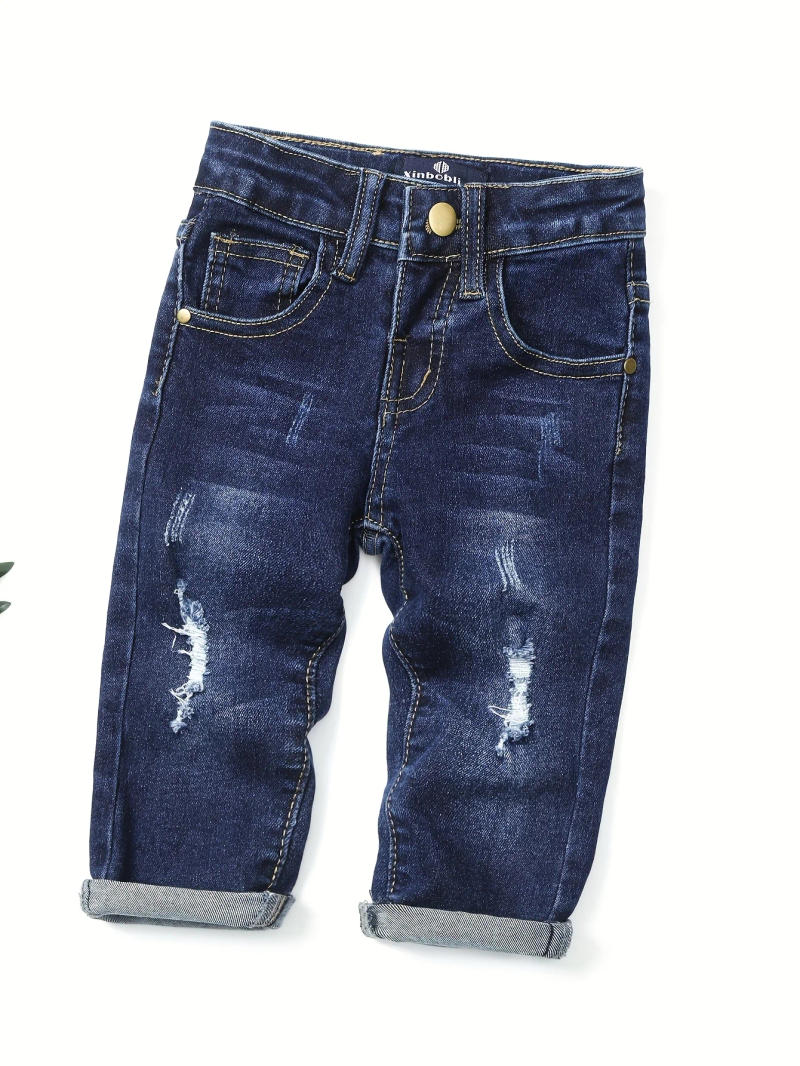 Description Picture 3 of item2pcs Boys' Stretch Slim Fit Jeans Casual Fashion Denim Pants Children's Clothing Suitable for Spring & Fall