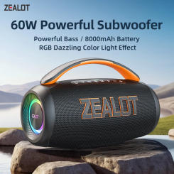 ZEALOT-P12 Speaker 60W Wireless Party Bluetooth Speaker with Bluetooth 5.3, Stereo Sound,Comfortable handle,Controllable light