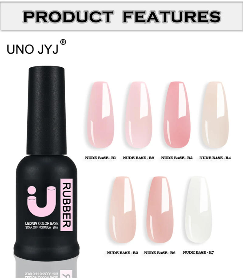 Description Picture 6 of itemUNO JYJ Nude Rubber Base Gel Polish Semi-permanent Nail Polish UV Varnish Manicure Natural Nail Base Coat 7 Colors Basis Gellac