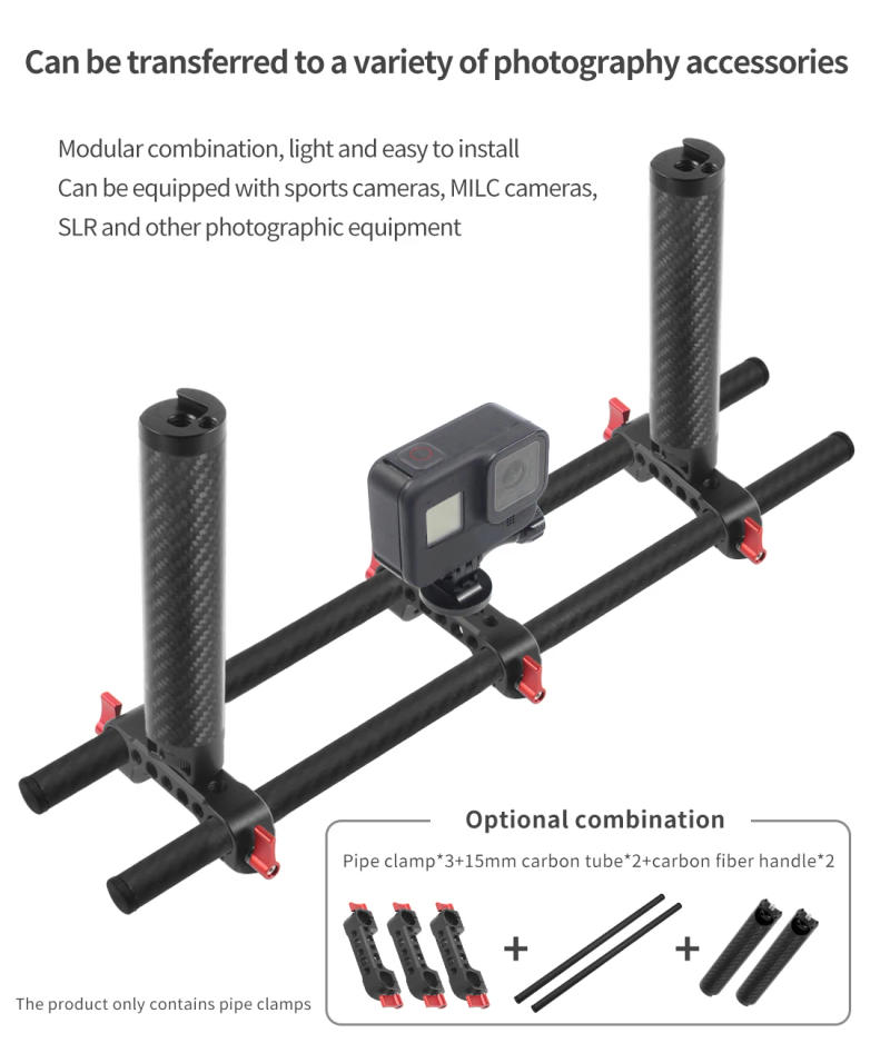Description Picture 5 of item15mm Rod Clamp Adapter Mount with 1/4" Screw Holes For DSLR Camera Rig Follow Focus Accessory 15mm Pole Support Photo Studio