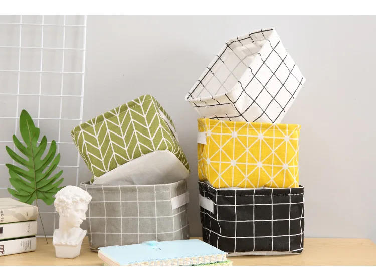 Description Picture 5 of itemFoldable Desktop Storage Box Fabric Bedroom Storage Basket Home Cabinet Cosmetic Organizer Jewelry Organizer Basket Toy Storage