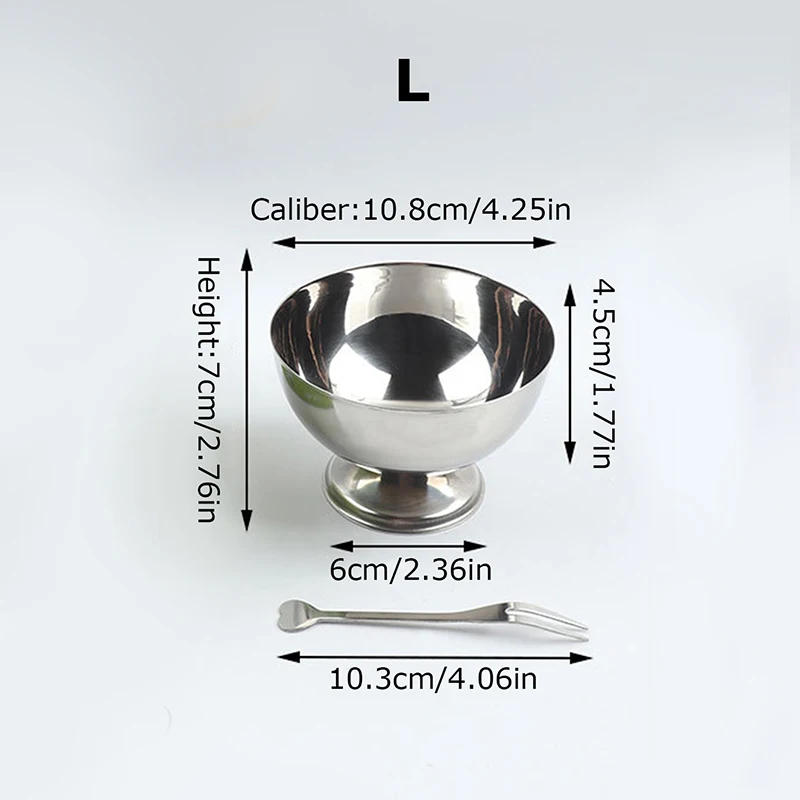 Description Picture 2 of itemSummer New Stainless Steel Ice Cream Cups Salad Bowl Dessert Fruit Plate Tableware Bar Party Metal Wine Glasses Kitchen Tools