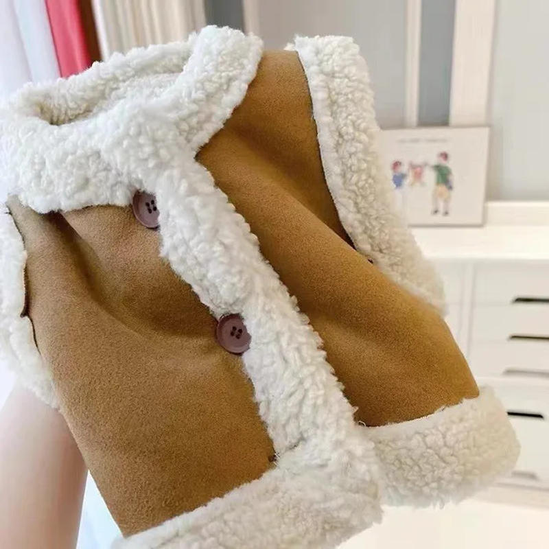 Description Picture 2 of item2025 Winter New Baby Sleeveless Warm Vest Infant Girls Thick Lamb Wool Vest Cardigan Boys Fleece Windproof Coat Kids Clothes