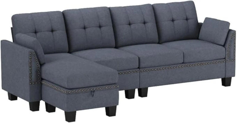 Description Picture 5 of itemConvertible Sectional Sofa L Shaped Couch Reversible Sectional for Small Apartment Bluish Grey furniture living room