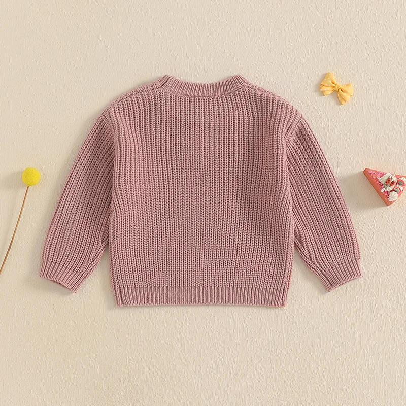 Description Picture 6 of itemBaby Girl Sweater Long Sleeve Crew Neck Letters Winter Warm Knit Pullover Sweater Birthday Tops