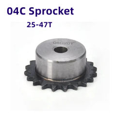 04C Chain Sprocket 25/26/27/28/30/32/33/34/35/36/37/38/40/45/46/47 Teeth Pitch 6.35mm 45# Steel Industrial Transmission Sprocket