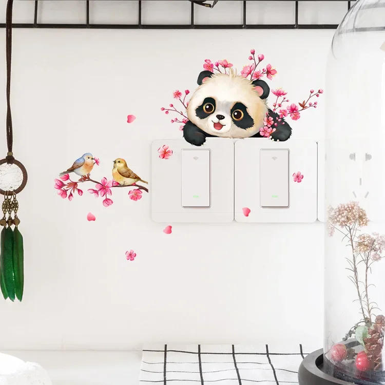Description Picture 6 of item12*25cm Branches Plum Blossom Panda Wall Stickers Switch Stickers Living Room Home Decorative Wall Stickers Wallpaper Room Decal