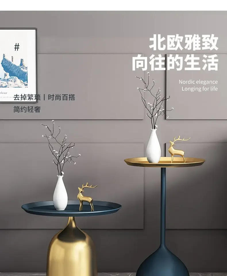 Description Picture 3 of itemMetal Iron Side Table Small Round Coffee Table Sofa End Table for Living Room Muebles