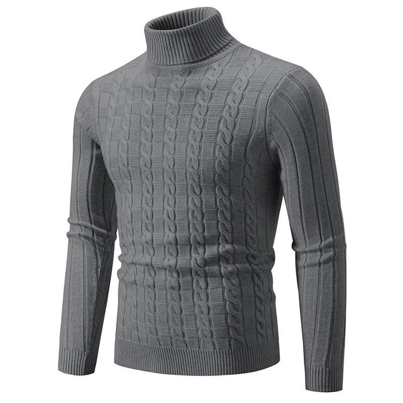 Description Picture 5 of item2024 New Turtleneck Pullover Men Slim Fit Knit Sweater Solid Color Long Sleeve Autumn Sweaters Men Casual Pullover Man Clothing