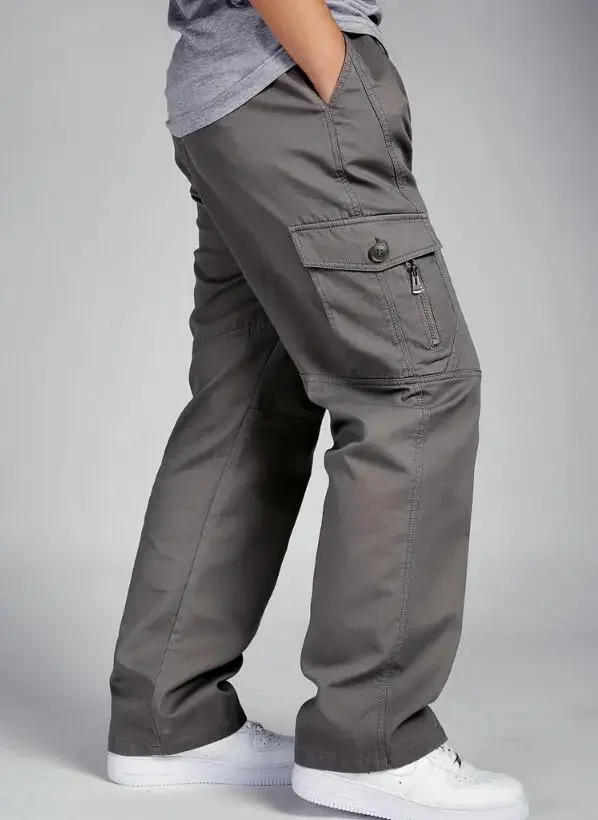 Description Picture 4 of itemMen Thicken Pants Autumn Winter Casual Loose Overall Overalls Cotton  High Waist Cargo Pants Mans Trousers