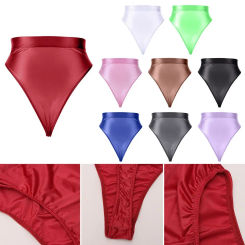 Large Size Gloss Satin Sexy Ultra-thin Dance Wear Women Panties High Waist G-string