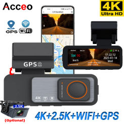 ACCEO Dash Cam 4K UHD Recording Car Camera DVR Night Vision Video Recorder Built-In Wi-Fi GPS Support Dual Lens 24H Parking
