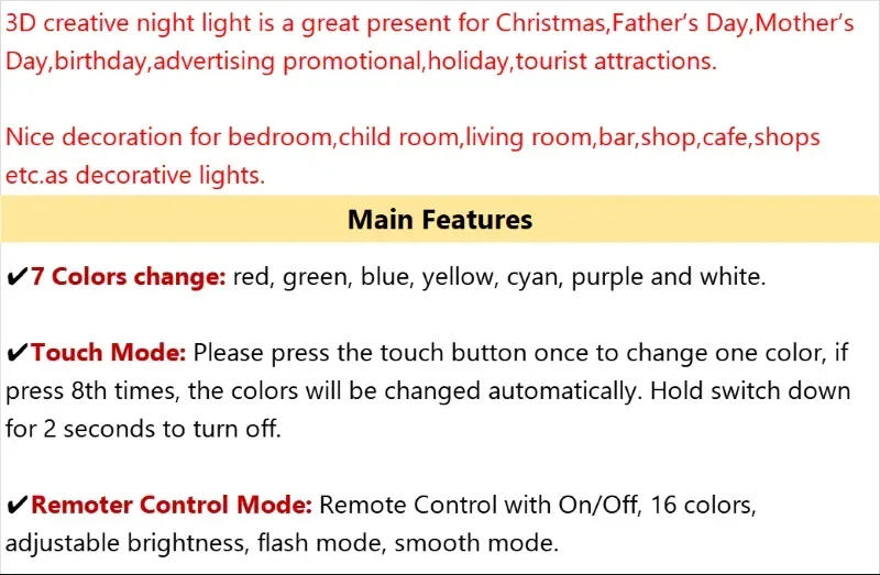 Description Picture 2 of itemNighdn Acrylic LED 3D Illusion Lamp Dog Night Light for Kids Bedroom Decoration Birthday Gift for BabyChid Sleeping Nightlight