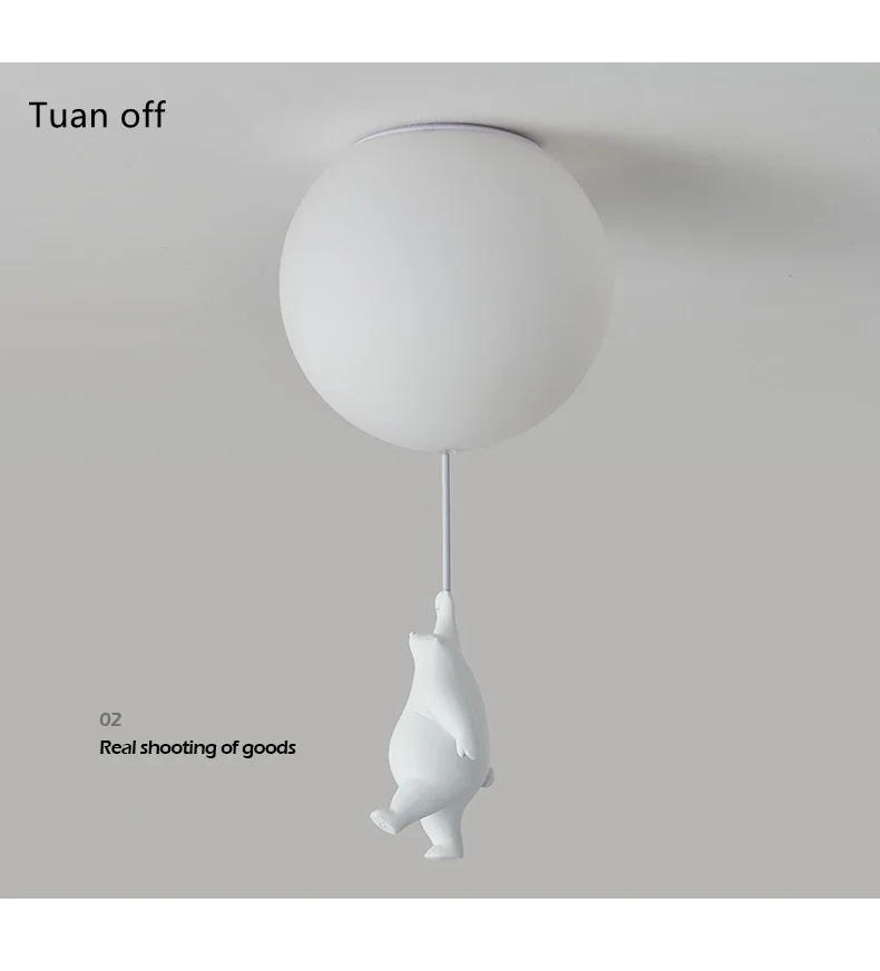 Description Picture 5 of itemModern Polar Bear Pendant Chandelier Creative Mike White Glass Ball Resin Indoor Kid Children Kindergarten Hanging Led Lamp