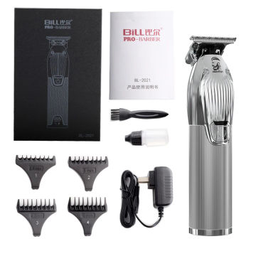 Bill 2021 Professional Retro Oil Head Gradient Rechargeable Electric Clipper Barber Scissors Engraving Push White Hair Trimmer