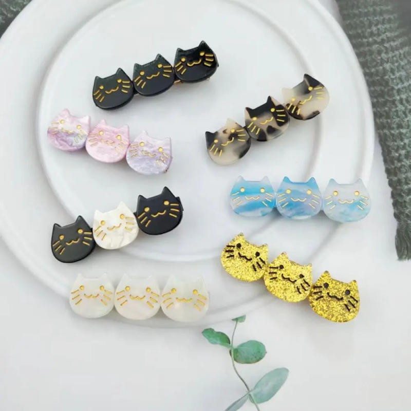 Description Picture 2 of itemBangs Clip For Children For Women Gifts Acetic Acid Female Barrettes Hair Accessories Three Cat Hair Clip Korean Style Hairpin