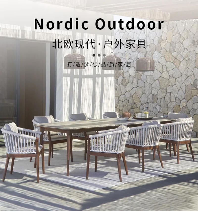 Description Picture 2 of itemNordic Yuji wind solid wood teak long table household rectangular table outdoor garden table villa antiseptic wood