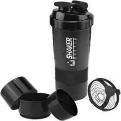 500ML Shaker Protein Bottle 3 Layers Shaker Cups with Powder Storage Container Mixer Cup Gym Sport Water Bottles
