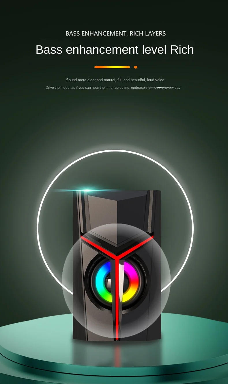 Description Picture 4 of itemRGB desktop computer stereo usb notebook small speaker mobile phone wired desktop heavy subwoofer multimedia home