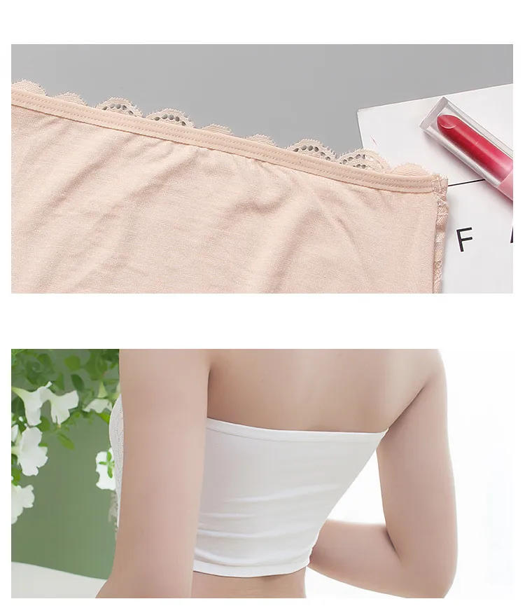 Description Picture 6 of itemOne Piece Sexy Lace Tube Tops Women Push Up Invisible Bra Intimates Strapless Bustier Bandeau Wrapped Chest Thin Bralette Top