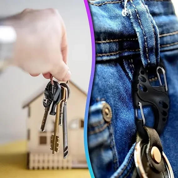 Description Picture 3 of item5/10pcs Portable Mini S-Type Carabiner Climbing Safety Hook Dual Buckle Plastic Steel Sport Outdoor Multifunction Accessories