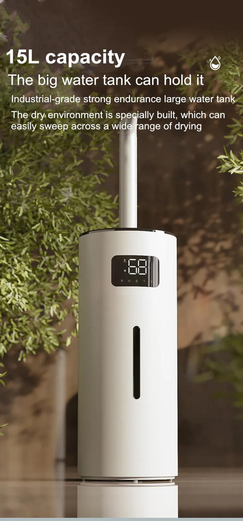 Description Picture 6 of itemWiFi Aromatherapy 15L Ultrasonic Air Humidifier Large Standing Floor Model for Household and Hotel Use White Office Touch