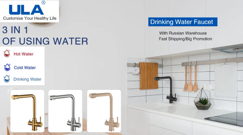 Description Picture 3 of itemULA Filtered Kitchen Faucet Gold Purifier Faucet Dual Sprayer Drinking Water Mixer Tap Nozzle Brass Kitchen Sink Mixer Torneira