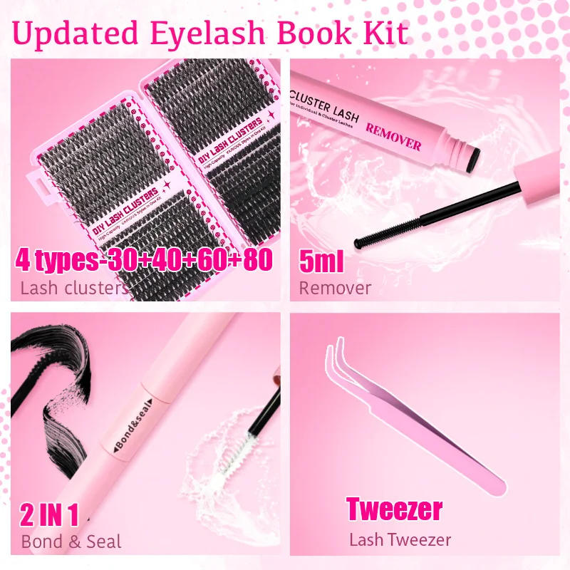 Description Picture 5 of item30D+40D+60D+80D False Eyelashes Set 9-16mm MIxed Individual False Eyelashes with Lash Applicators