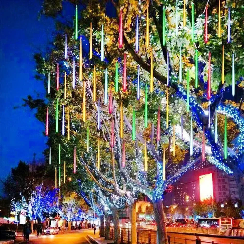 Description Picture 6 of item8/16/24/32Tube Meteor Shower String Lights Decor Holiday Outdoor Wedding Party Christmas Tree Street LED Meteor Rain Lights
