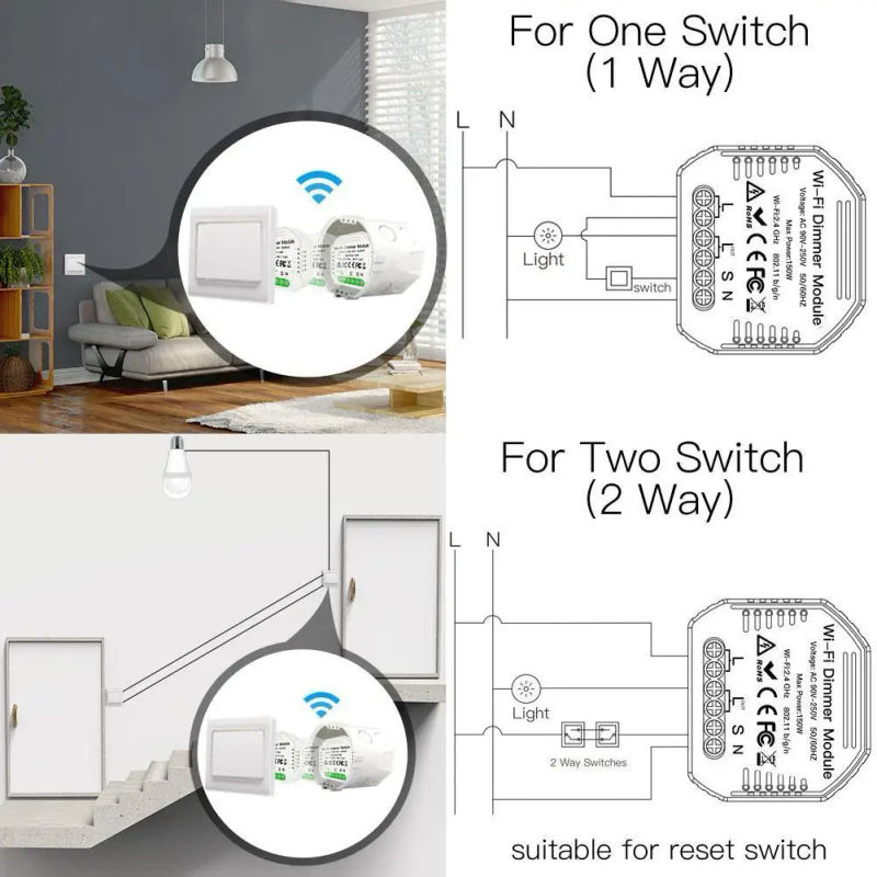 Description Picture 4 of item1 Gang DIY Mini LED WiFi Dimmer Module Tuya 1 Way Smart Light Dimmable Switch