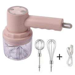 3In1 Electric Blender Wireless Food Cream Mixer USB Electric Egg Beater Handheld Garlic Chopper Meat Grinder