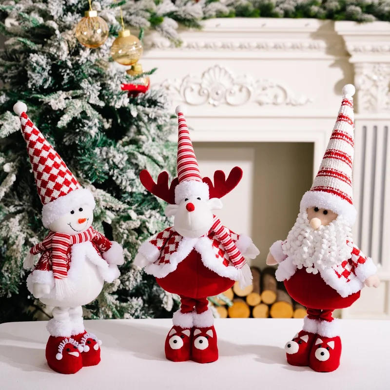 Description Picture 4 of item2024 Christmas Long Legs Gnome Decorations Santa Snowman Reindeer Design Telescopic Standing Ornaments Winter Xmas Party Decor