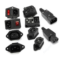 AC Electrical Socket IEC 320 C13 C14 Female Male Plug 3 Pins Screw Type Panel Power Inlet Socket Connector Power Socket