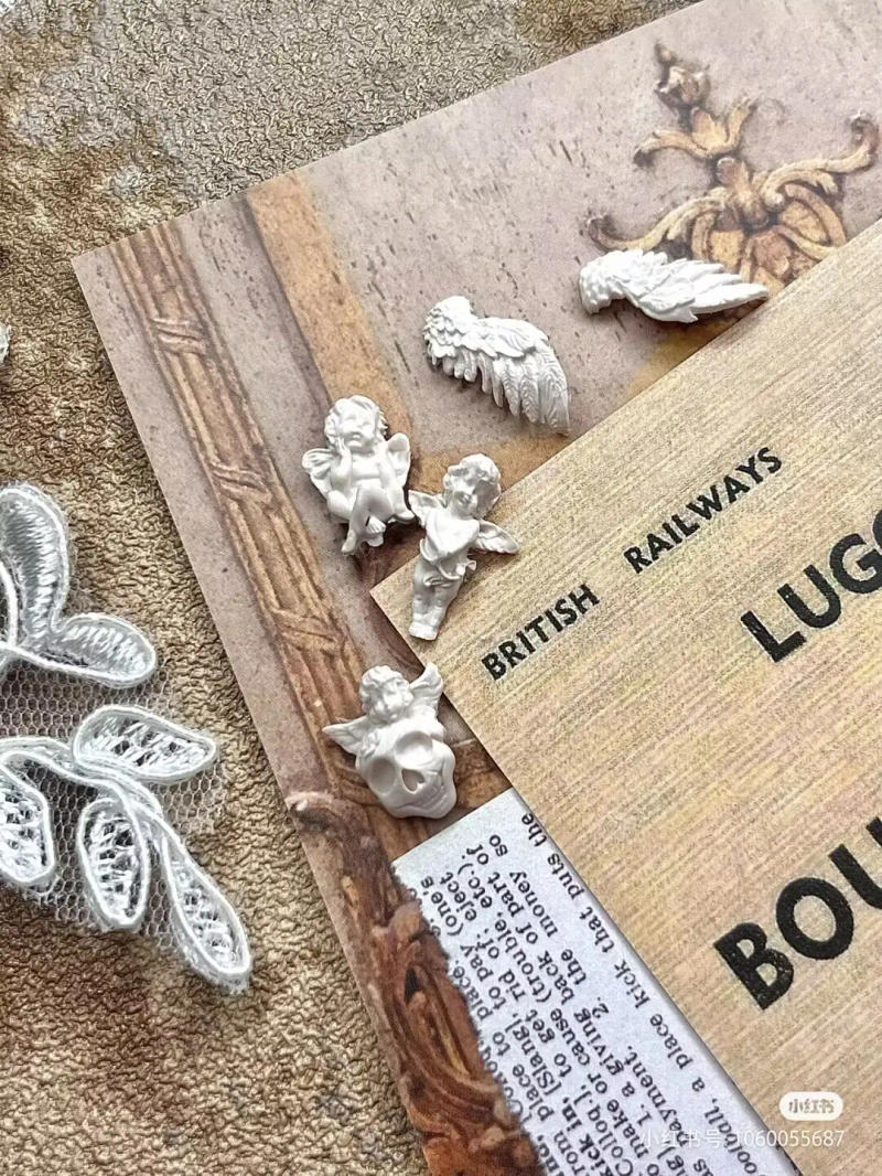 Description Picture 6 of item1pc Angel Statue Photo Frame 3D Acrylic Mold Wing Nail Art Decorations Silicone Decorated Heart Nail Art Templates Nails Mold