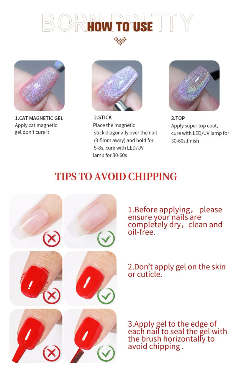 Description Picture 6 of itemBORN PRETTY 10ml Pink Glass Cat Magnetic Gel Nail Polish Water Light Transparent Soak Off Nail Art Gel Varnish Manicure