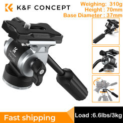 K&F Concept Professional Tripod Head Hydraulic Head 6.6lbs/3kg Load with Quick Release Plate for DSLR Cameras Mirrorless Cameras