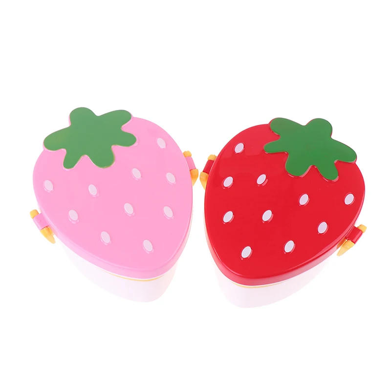 Description Picture 6 of item500ml Strawberry Shape Lunch Box,2 Layer Food Fruit Storage Bento Boxs Red Pink Microwave Tableware Kid Cute School Bowl