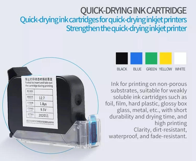 Description Picture 2 of itemEco Solvent Ink Cartridge 2588 Black Thermal Handheld Printer Ink Cartridge For 600DPI Portable Expiry Date 12.7mm Inkjet Coder