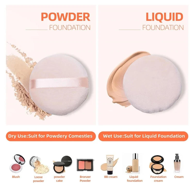Description Picture 3 of item5/10Pcs Round Makeup Sponges Cosmetics Tools Soft Velvet Powder Puff Blender Sponges Facial Foundation Puffs Make Up Accessories
