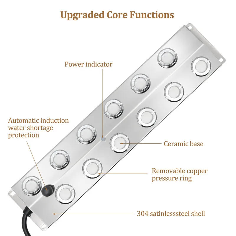 Description Picture 3 of item2/4/6/8/10/12 Head Ultrasonic Mist Maker Fogger Stainless Steel Air Humidier Garden/Rockery/Pool Fog Sprayer Generator 220V