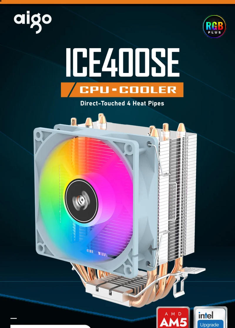 Description Picture 5 of itemAigo ICE400SE Air CPU Cooler Cooling Fan Quiet Ventilador 4 Heat Pipes Radiator For Intel LGA 115X 1700 775 1200 AMD AM3 AM4 AM5