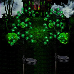 1PC 10 LED Green Spooky Spider Halloween Firefly Solar Lights Horror Atmosphere Waterproof Swaying Garden Lamp For Patry Decor