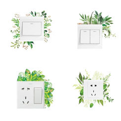 Leaf Green Plant Personality Wall Sticker Light Switch PVC Home Decoration Decal