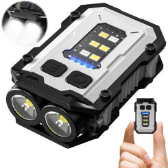 Mini Keychain Flashlight 180LM Super Bright Torch Power Display Emergency Work Light Multifunctional for Camping Fishing Walking