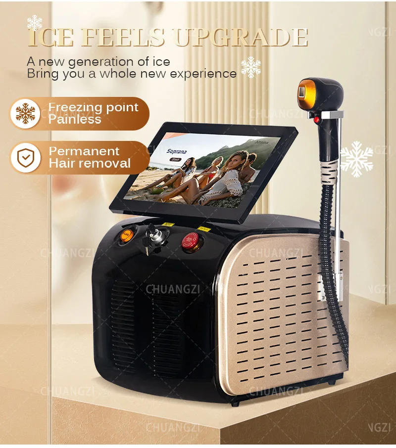 Description Picture 4 of itemPortable laser hair removal device 755nm 808nm 1064nm3 wavelength diode TEC cooling 3000w laser permanent painless hair removal