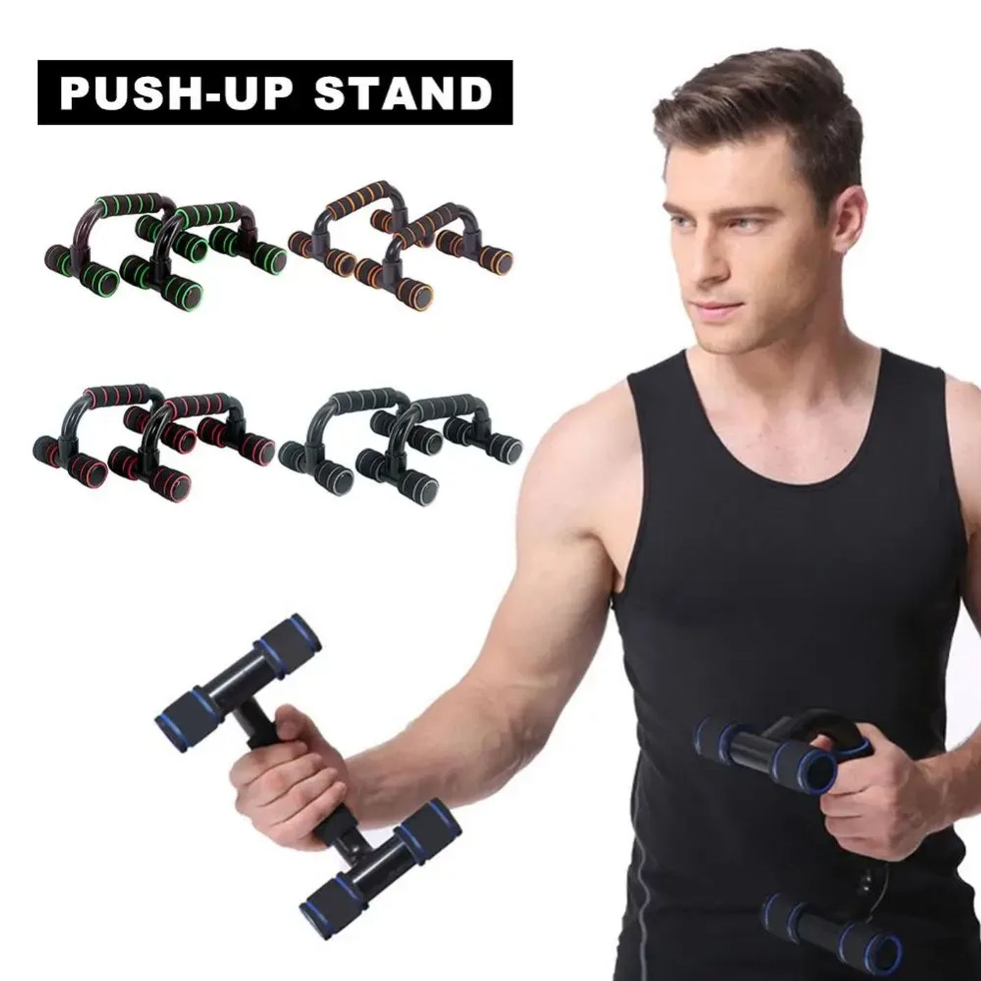 Description Picture 2 of item1 Pair of Non-slip Push-up Stand H-shaped Strong Push-up Support Stable Durable Calisthenics Parallel Bars Fitness