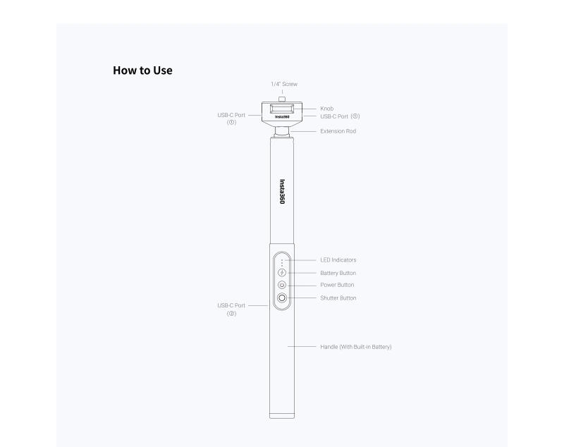 Description Picture 6 of itemInsta360 Power Selfie Stick Remote Control For Insta 360 X4 X3 / ONE X2 / RS / R Original Accessories