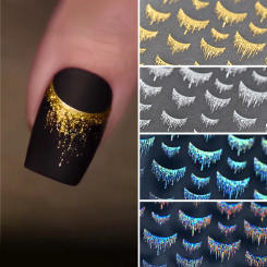 Foil stamping, aurora burst, french gradient nail stickers, crown nail appliqués, waterfall tassels, nail art decorations
