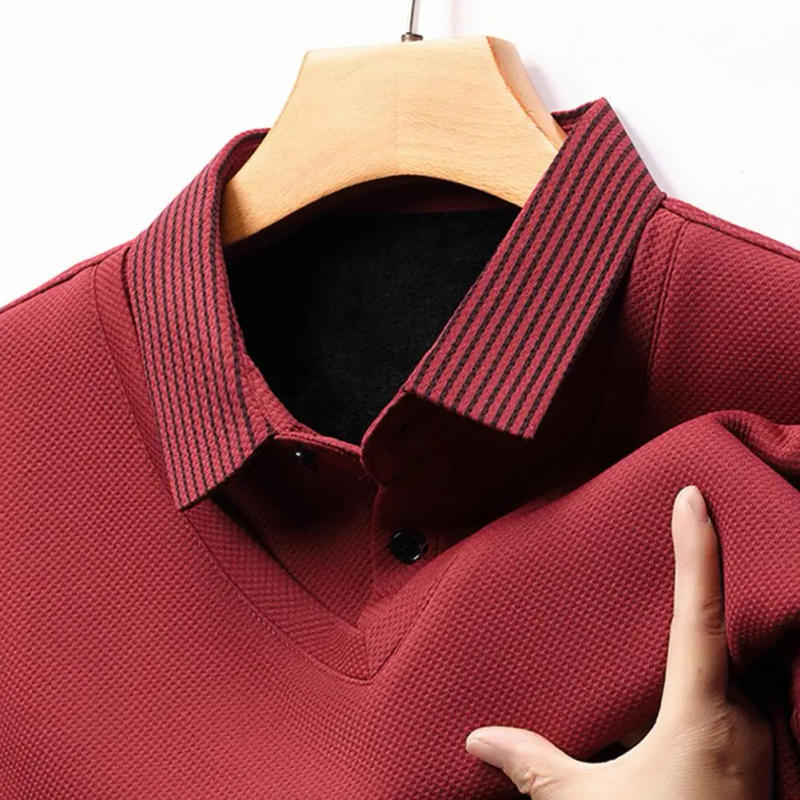 Description Picture 3 of itemMen Sweater Vest Style Sweater Mid-aged Men's Formal Business Style Striped Sweater with Plush Warm Knitted Soft Long for Fall