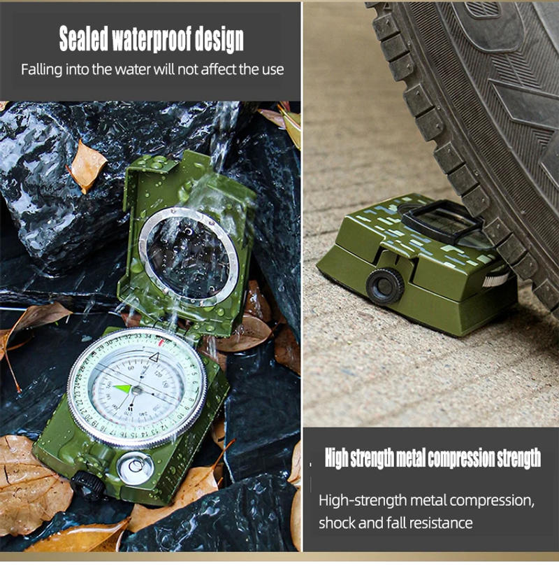 Description Picture 6 of itemProfessional Outdoor Camping Compass Waterproof Camouflage Sighting Clinometer Compass Hunting Hiking Guiding Tools